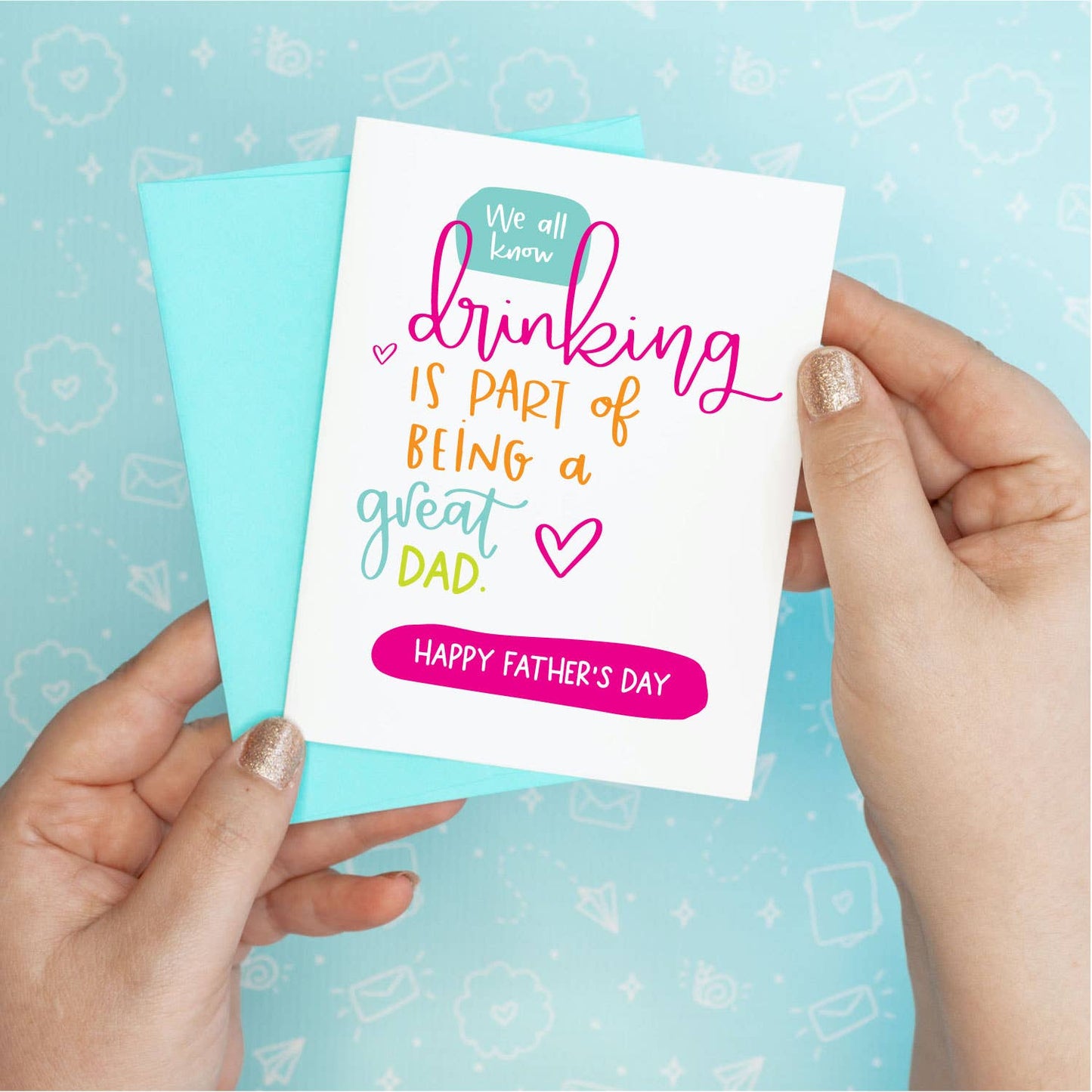 Father's Day Card - Drinking Colette Paperie Father's Day Card stationery funny humorous cincinnati paper goods stickers snarky novelty cheeky witty sarcastic lighthearted silly hand lettered