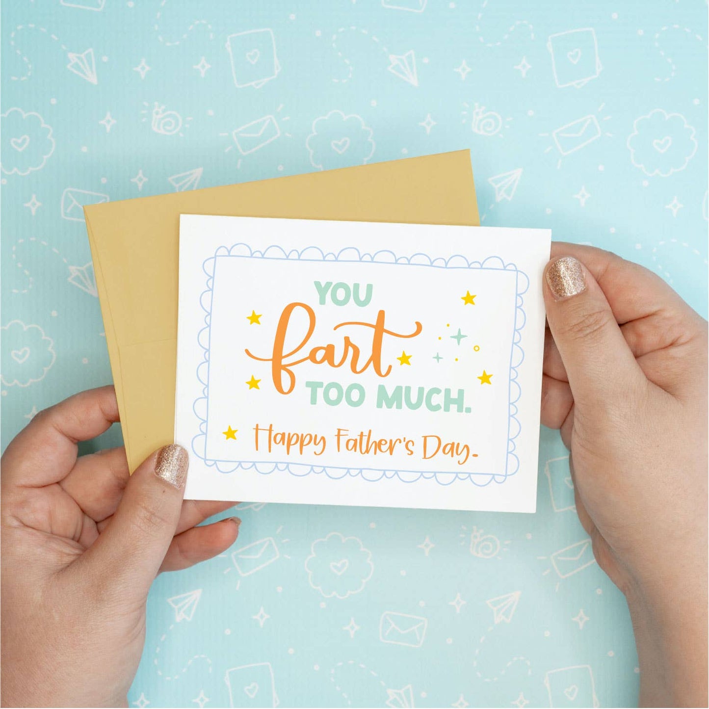 Father's Day Card - You Fart Too Much Colette Paperie Father's Day Card stationery funny humorous cincinnati paper goods stickers snarky novelty cheeky witty sarcastic lighthearted silly hand lettered