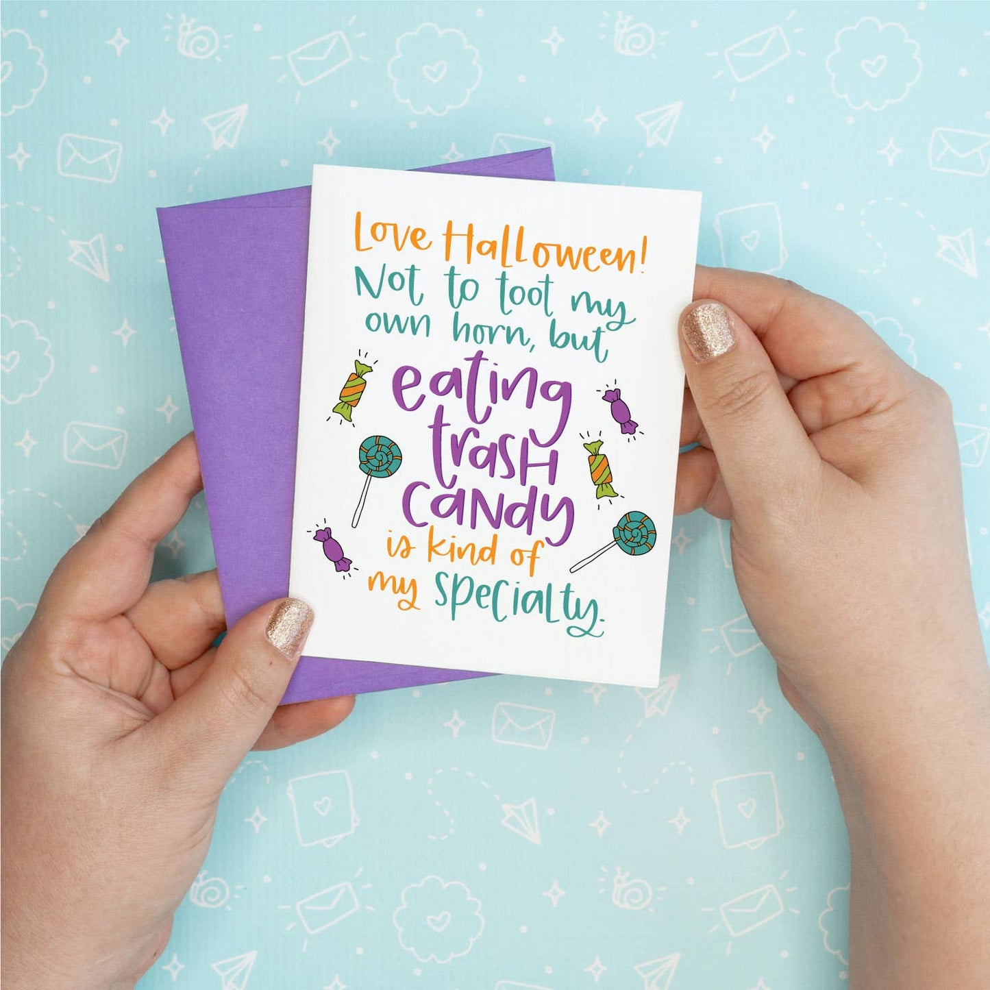Halloween Fall Trash Candy Greeting Card