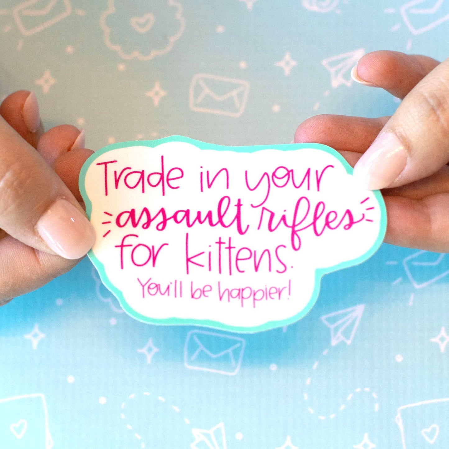 Assault Rifles Kitten Sticker Colette Paperie Phone & Laptop Stickers stationery funny humorous cincinnati