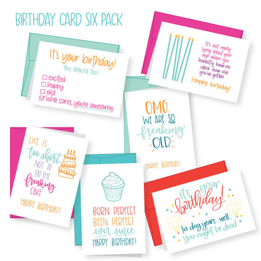 Birthday Card Bundle - Pack of 6