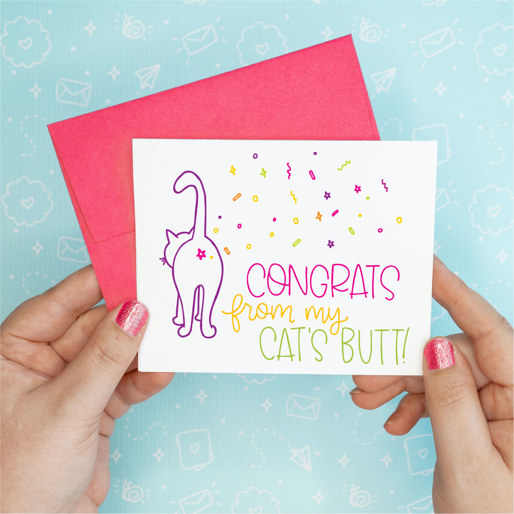 Congrats Cat Butt Funny Greeting Card