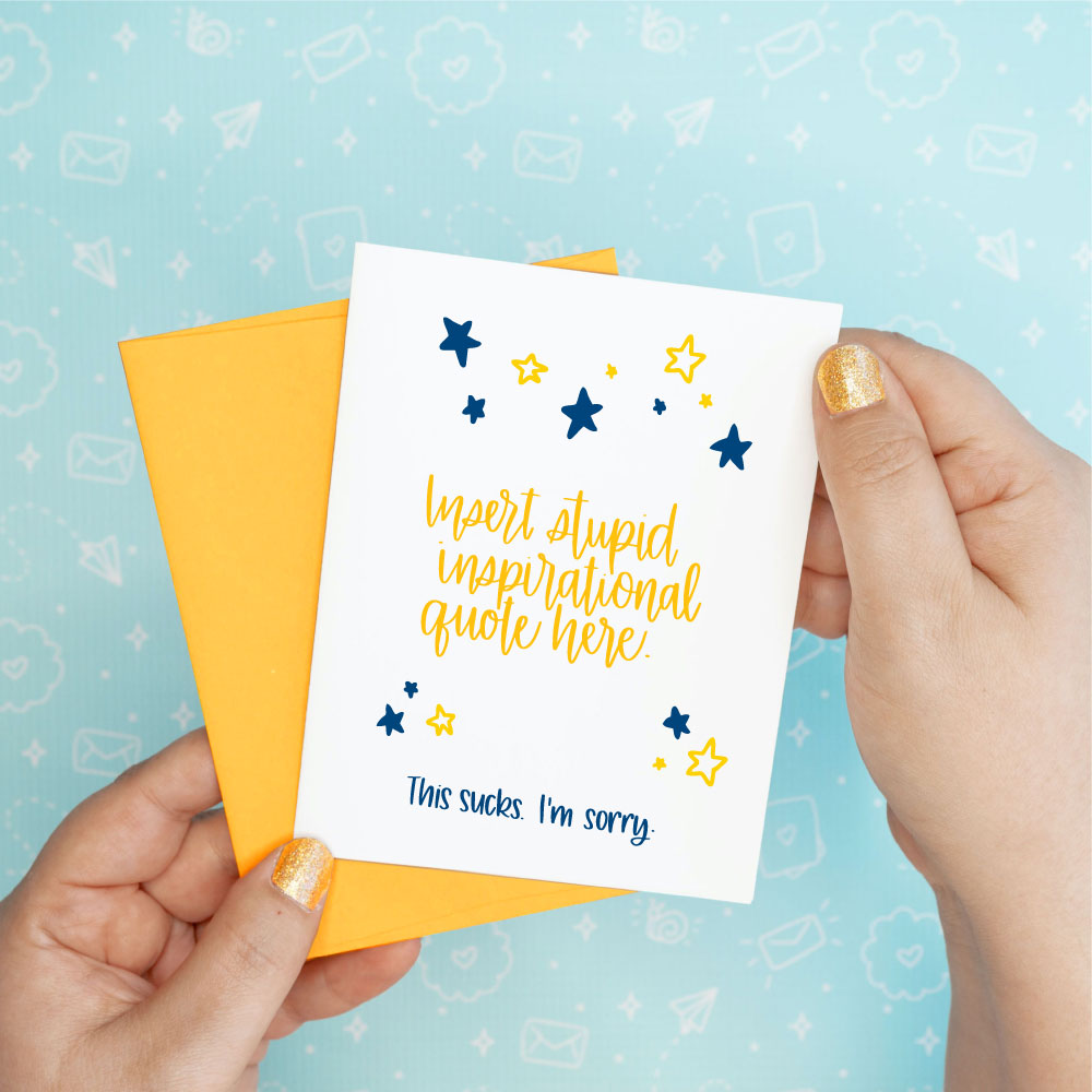 Sorry This Sucks Funny Greeting Card Colette Paperie Encouragement Card stationery funny humorous cincinnati paper goods stickers snarky novelty cheeky witty sarcastic lighthearted silly hand lettered