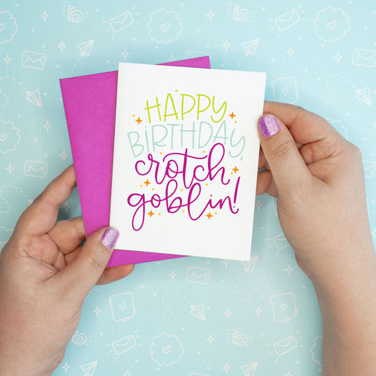 Crotch Goblin Funny Birthday Greeting Card