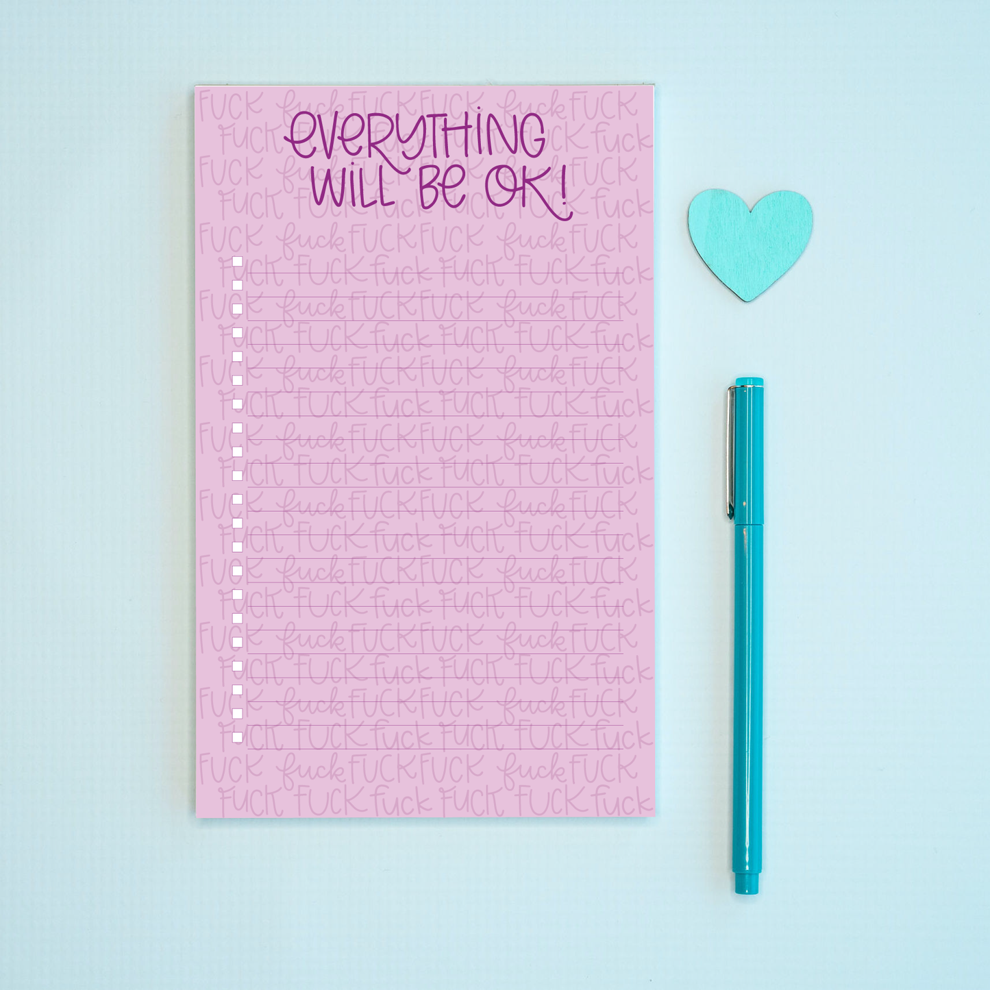 Everything Will Be OK Notepad Colette Paperie Notepad stationery funny humorous cincinnati paper goods stickers snarky novelty cheeky witty sarcastic lighthearted silly hand lettered