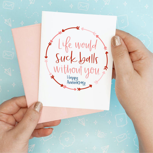 Suck Balls Anniversary Greeting Card