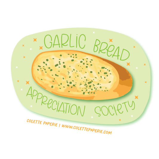 Garlic Bread Appreciation Society Waterproof Glossy Sticker