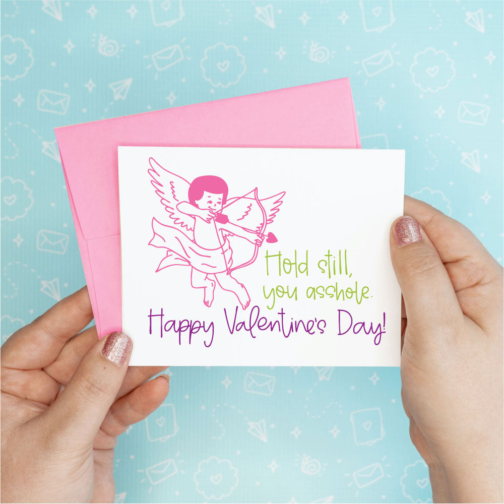 Valentine's Day - Hold Still Cupid Funny Greeting Card Colette Paperie Valentine's Day Card stationery funny humorous cincinnati