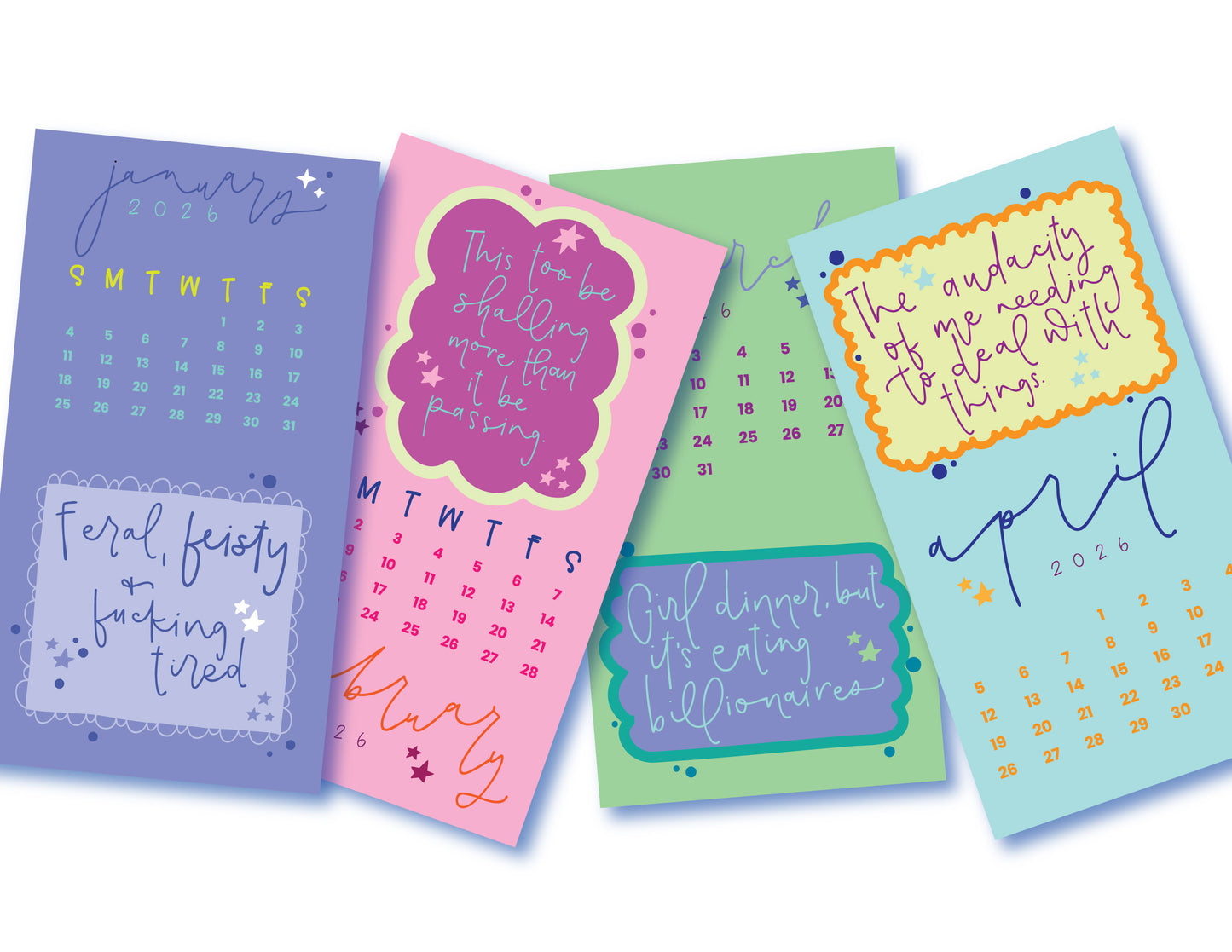 PREORDER Snarky 2026 6x11" Calendar + sticker set