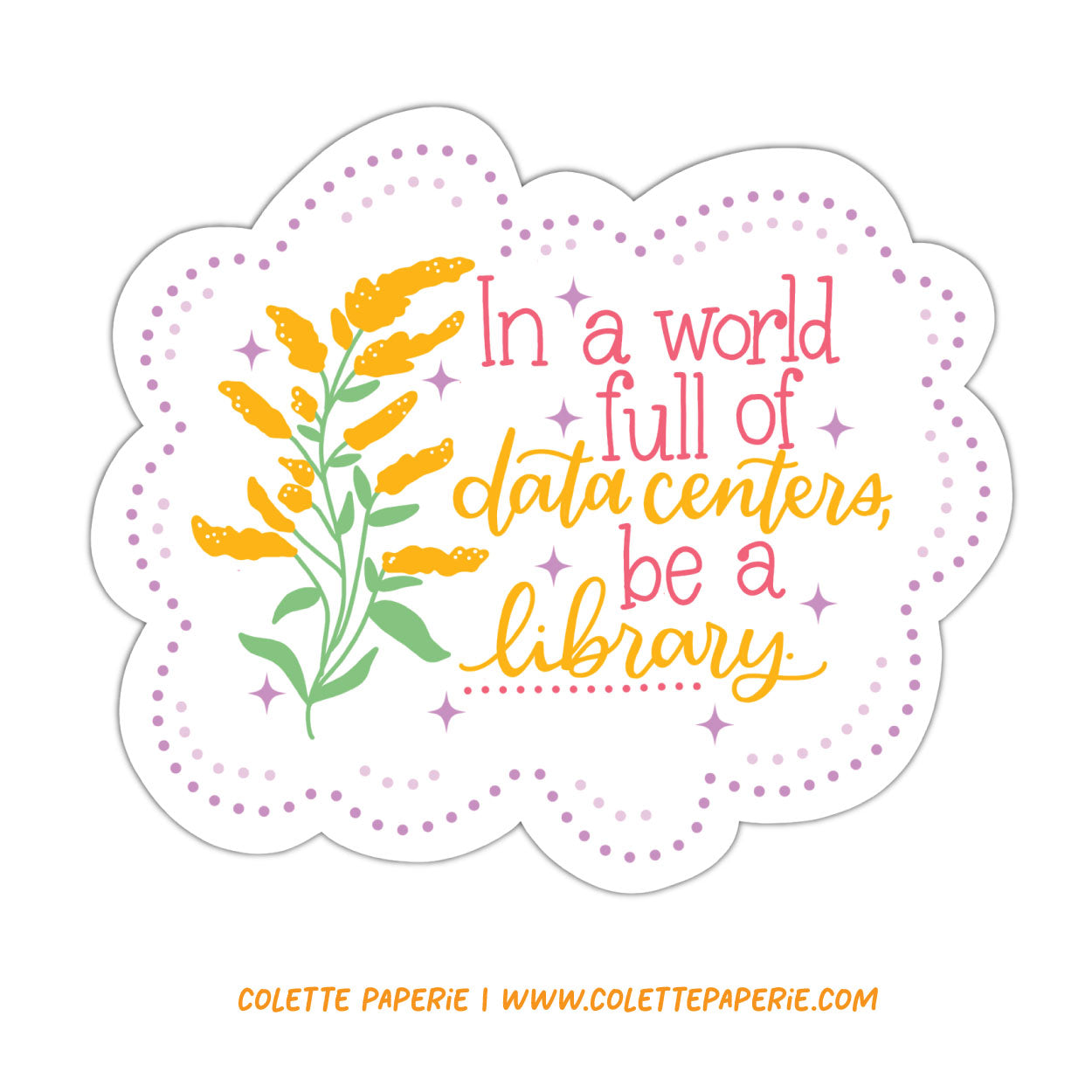 Library vs. Data Center Funny Vinyl Waterproof Sticker