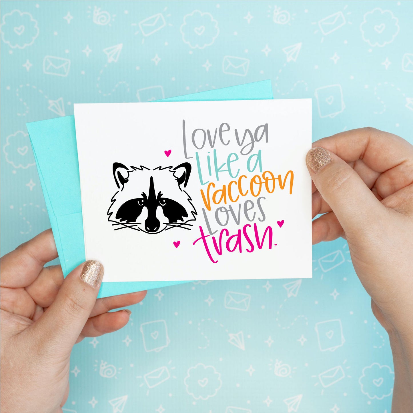 Raccoon Loves Trash Love Greeting Card