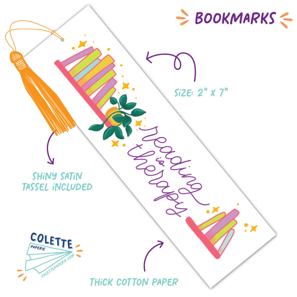 Reading is Therapy - Cute Bookmark