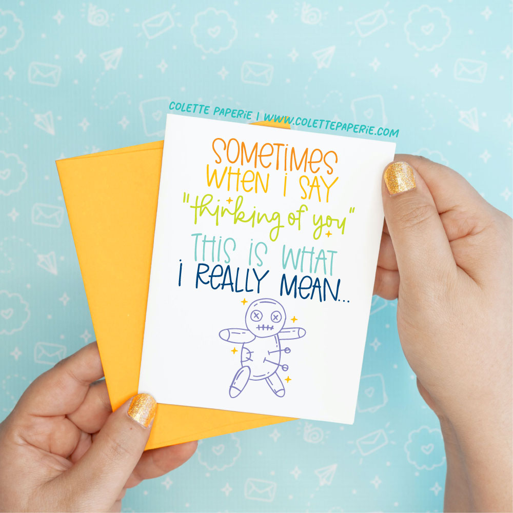 Thinking of You Voodoo Doll Funny Greeting Card