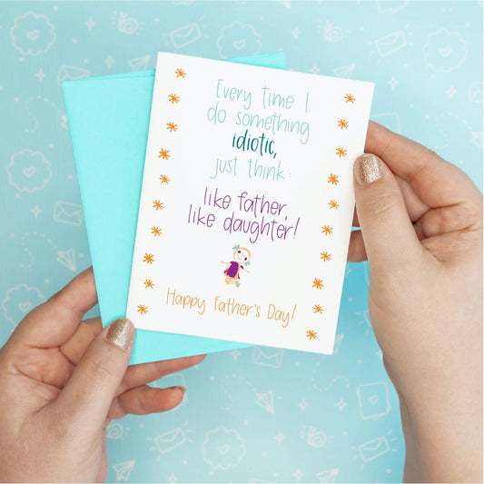Father's Day Card - Like Father Colette Paperie Father's Day Card stationery funny humorous cincinnati paper goods stickers snarky novelty cheeky witty sarcastic lighthearted silly hand lettered