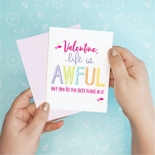 Valentine's Day - Life is Awful Funny Greeting Card Colette Paperie Valentine's Day Card stationery funny humorous cincinnati