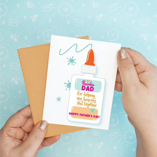 Father's Day Card - Glue Colette Paperie Father's Day Card stationery funny humorous cincinnati paper goods stickers snarky novelty cheeky witty sarcastic lighthearted silly hand lettered
