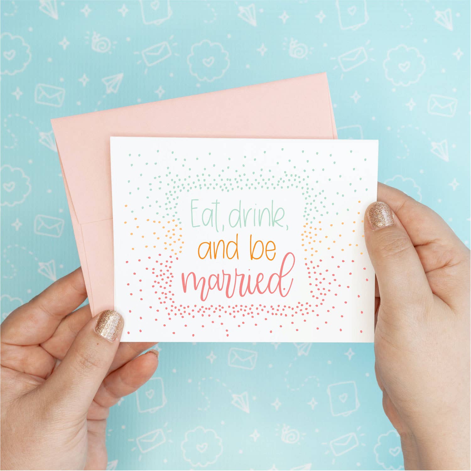 Eat Drink Be Married Wedding Greeting Card