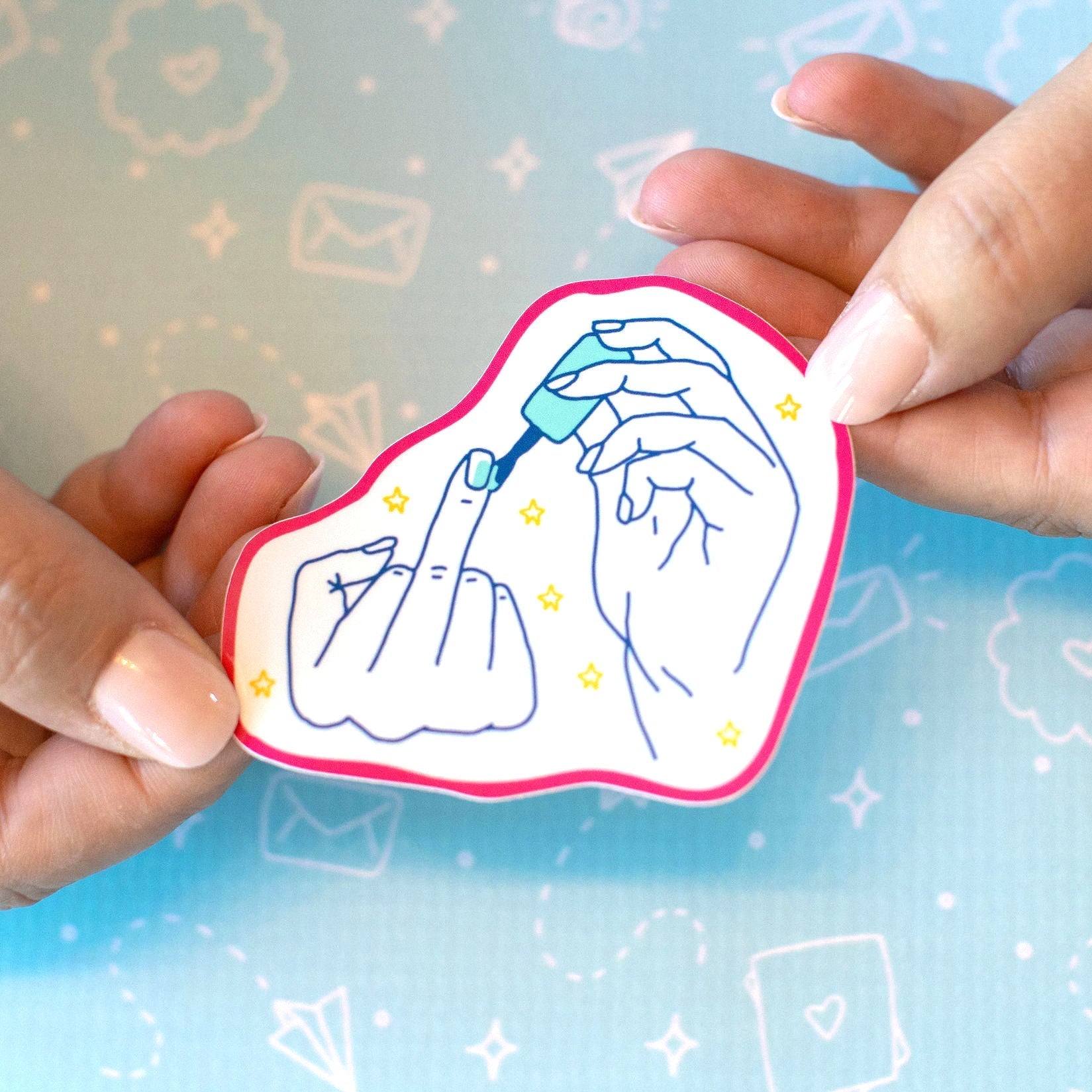 Finger Sticker Examples Nail Polish Middle Finger Glossy Waterproof Funny Sticker – Colette Paperie