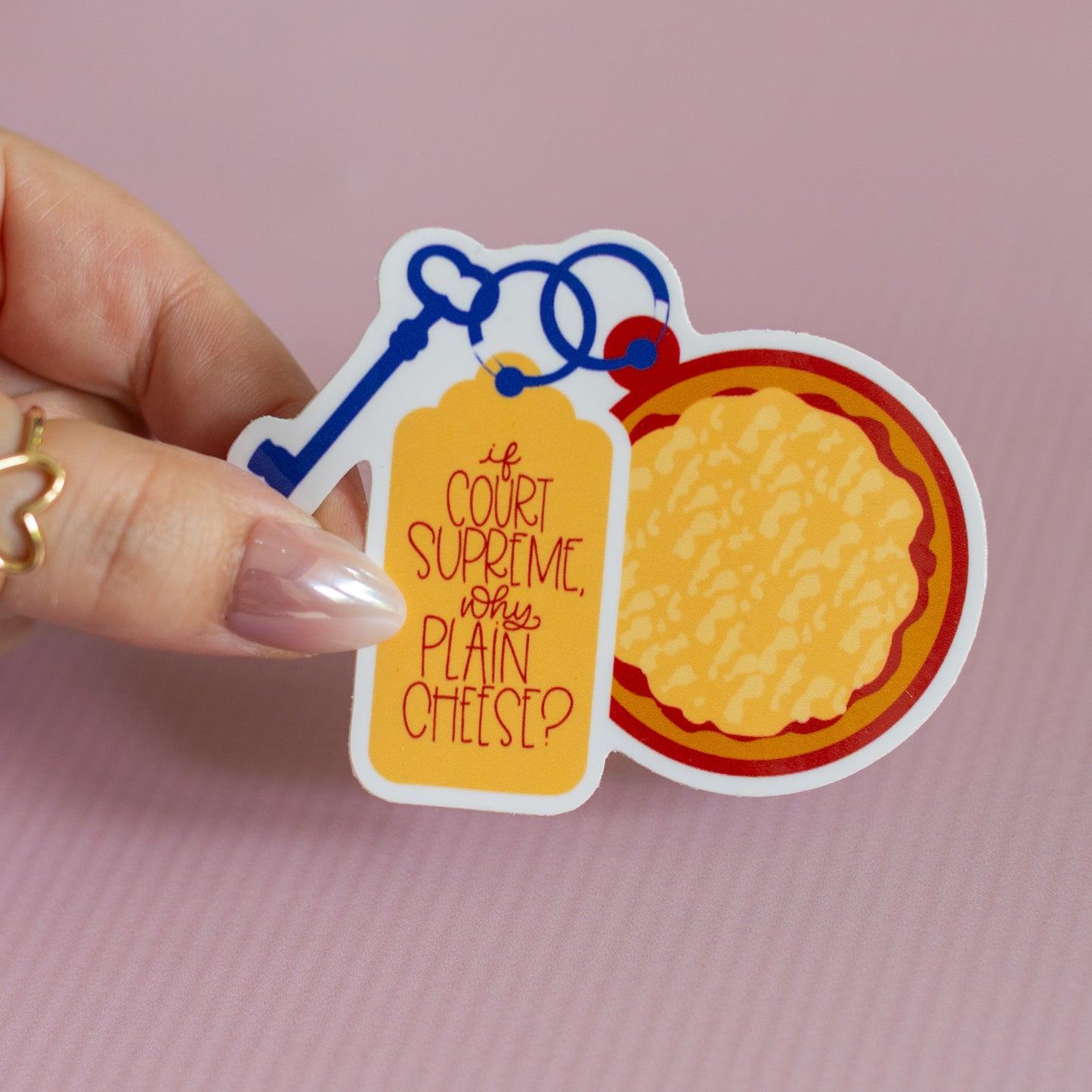 Supreme Court Cheese Pizza Funny Glossy Waterproof Sticker