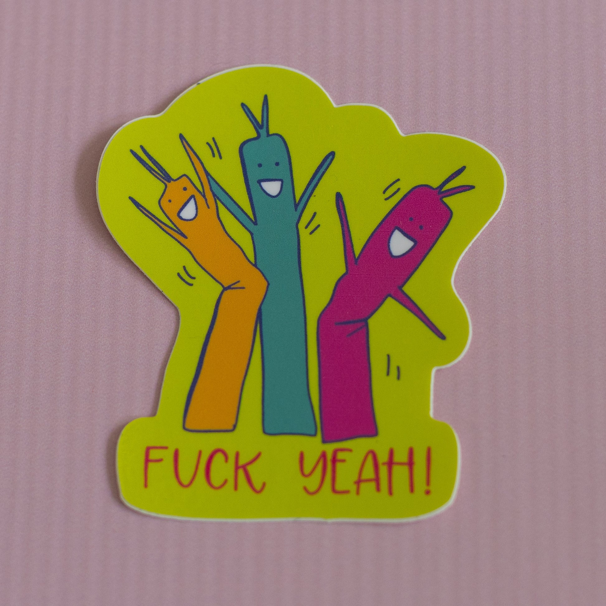 Inflatable Man Fuck Yeah Sticker Colette Paperie Phone & Laptop Stickers stationery funny humorous cincinnati paper goods stickers snarky novelty cheeky witty sarcastic lighthearted silly hand lettered