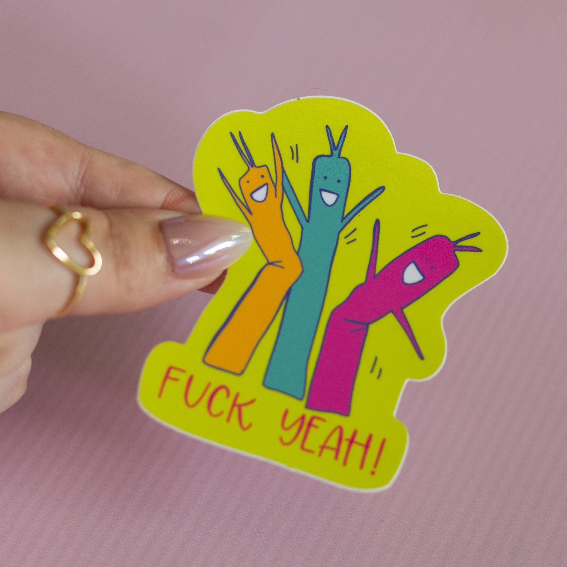 Inflatable Man Fuck Yeah Sticker Colette Paperie Phone & Laptop Stickers stationery funny humorous cincinnati paper goods stickers snarky novelty cheeky witty sarcastic lighthearted silly hand lettered