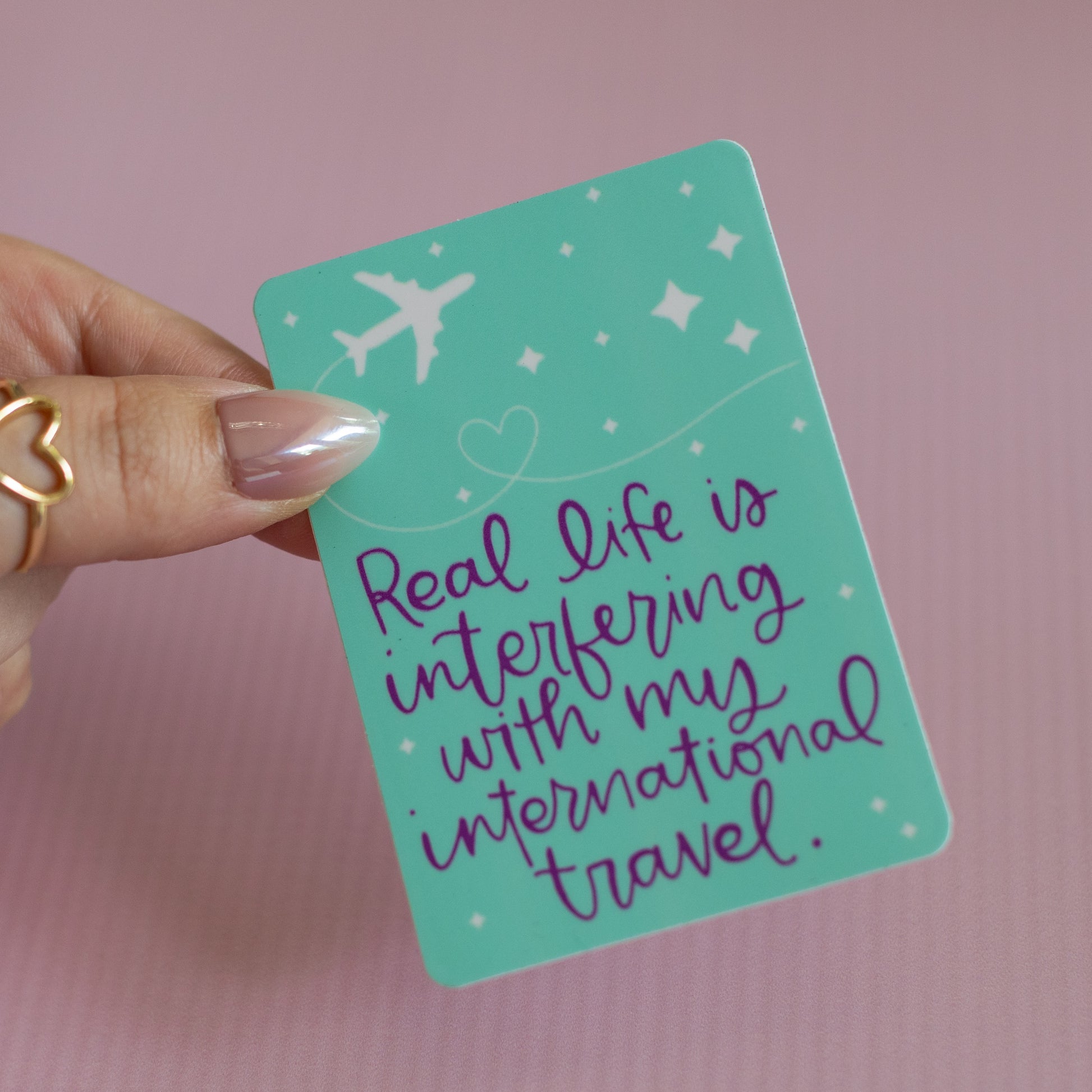 International Travel Waterproof Vinyl Sticker Colette Paperie Phone & Laptop Stickers stationery funny humorous cincinnati paper goods stickers snarky novelty cheeky witty sarcastic lighthearted silly hand lettered