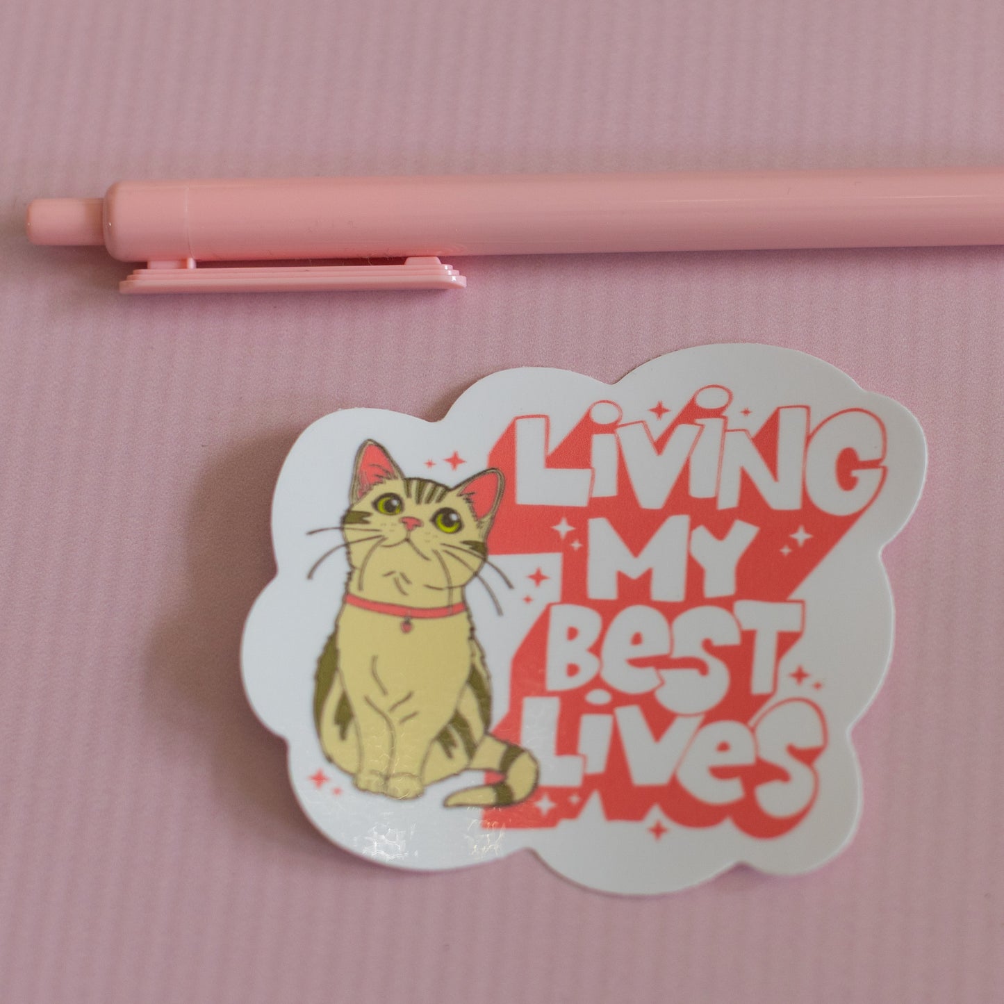 Living My Best Lives Cat Funny Waterproof Vinyl Sticker