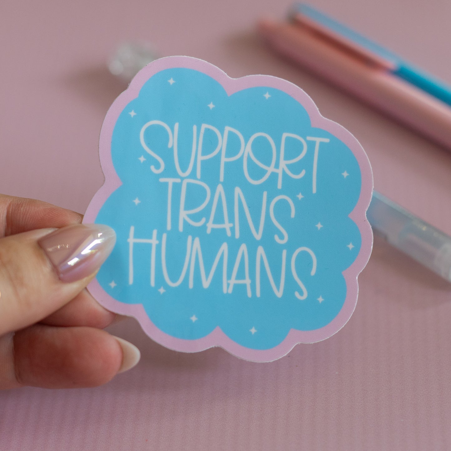 Support Trans Humans Glossy Waterproof Sticker
