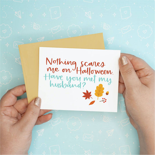 Halloween Fall Met Husband Greeting Card