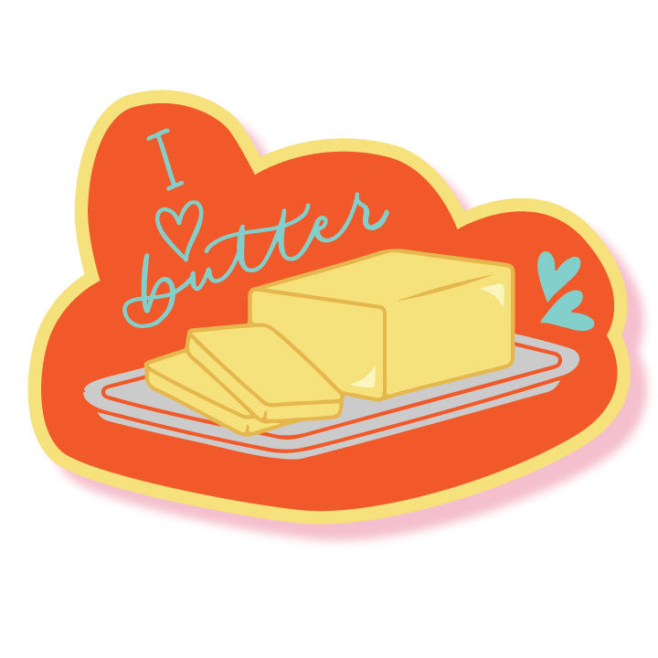 I Love Butter Funny Waterproof Glossy Sticker