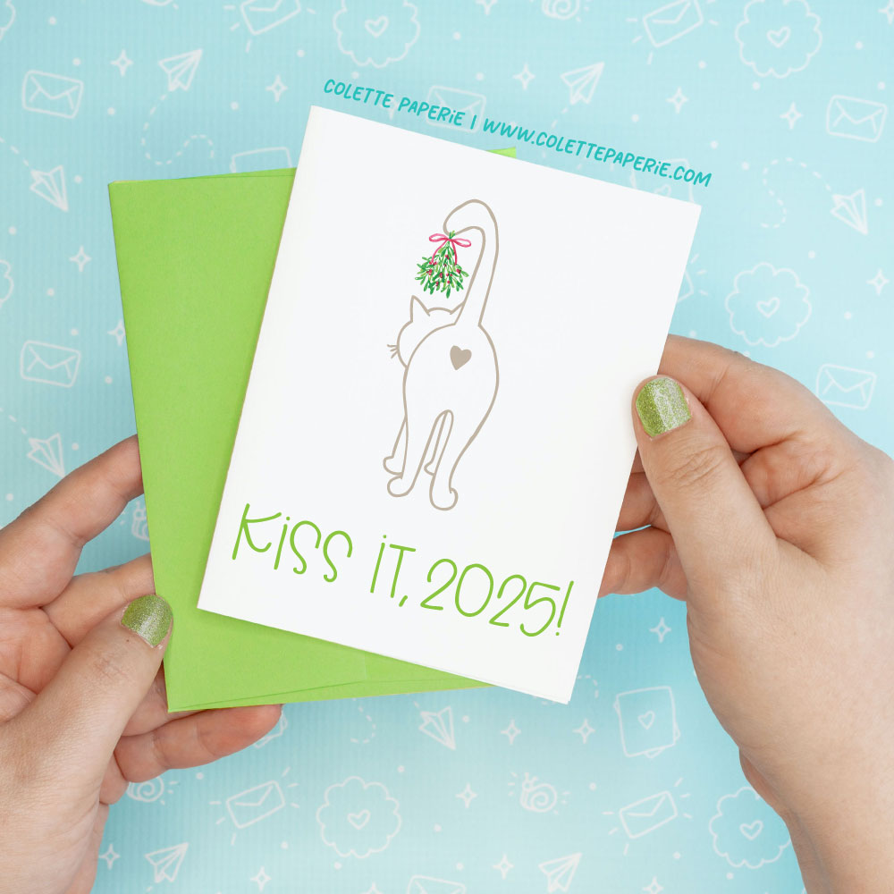 Christmas Holiday Kiss it 2025 Funny Greeting Card