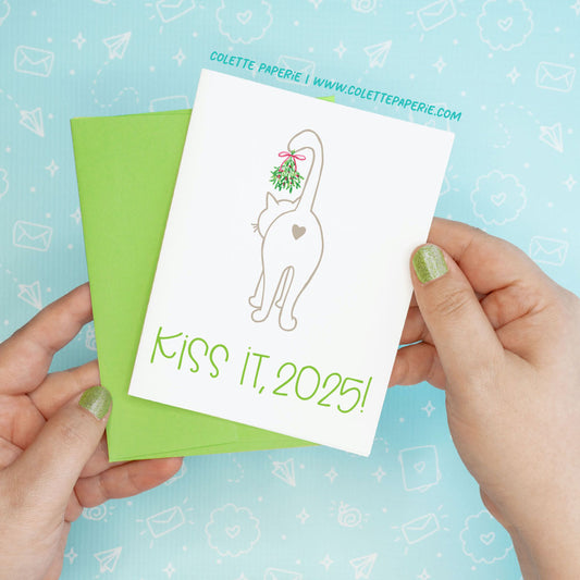 Christmas Holiday Kiss it 2025 Funny Greeting Card