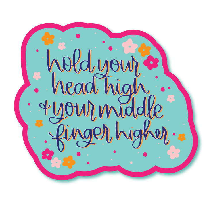 Middle Finger Higher Funny Waterproof Glossy Sticker