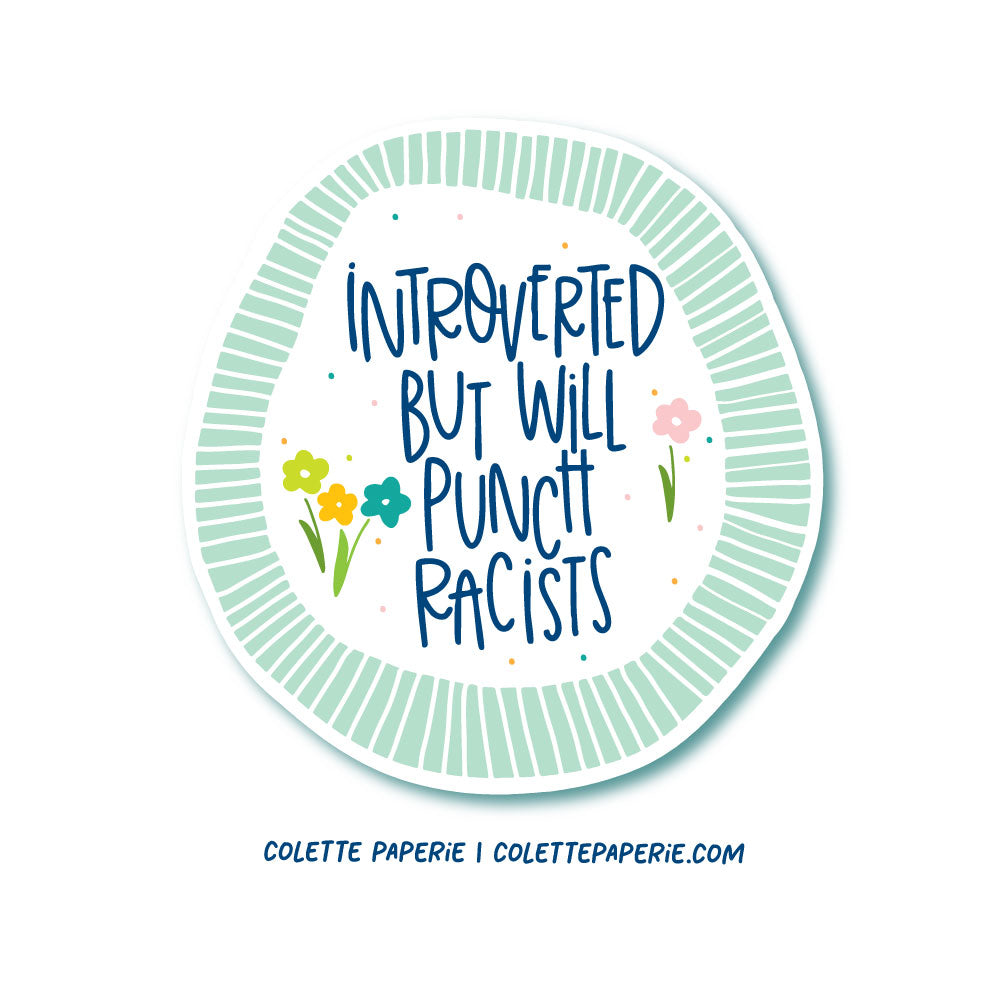 Punch Racists Funny Glossy Waterproof Sticker