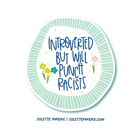 Punch Racists Funny Glossy Waterproof Sticker