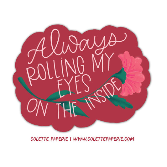 Rolling Eyes Flower Funny Vinyl Waterproof Sticker