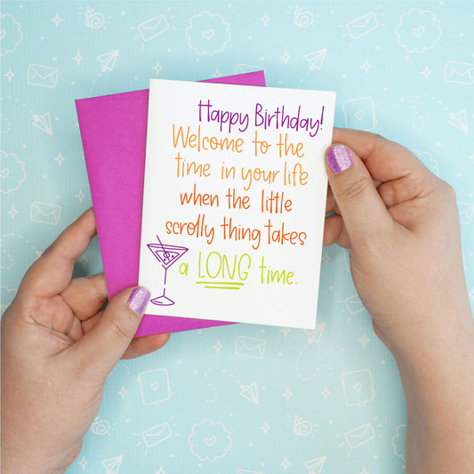 Scrolly Thing Aging Birthday Greeting Card