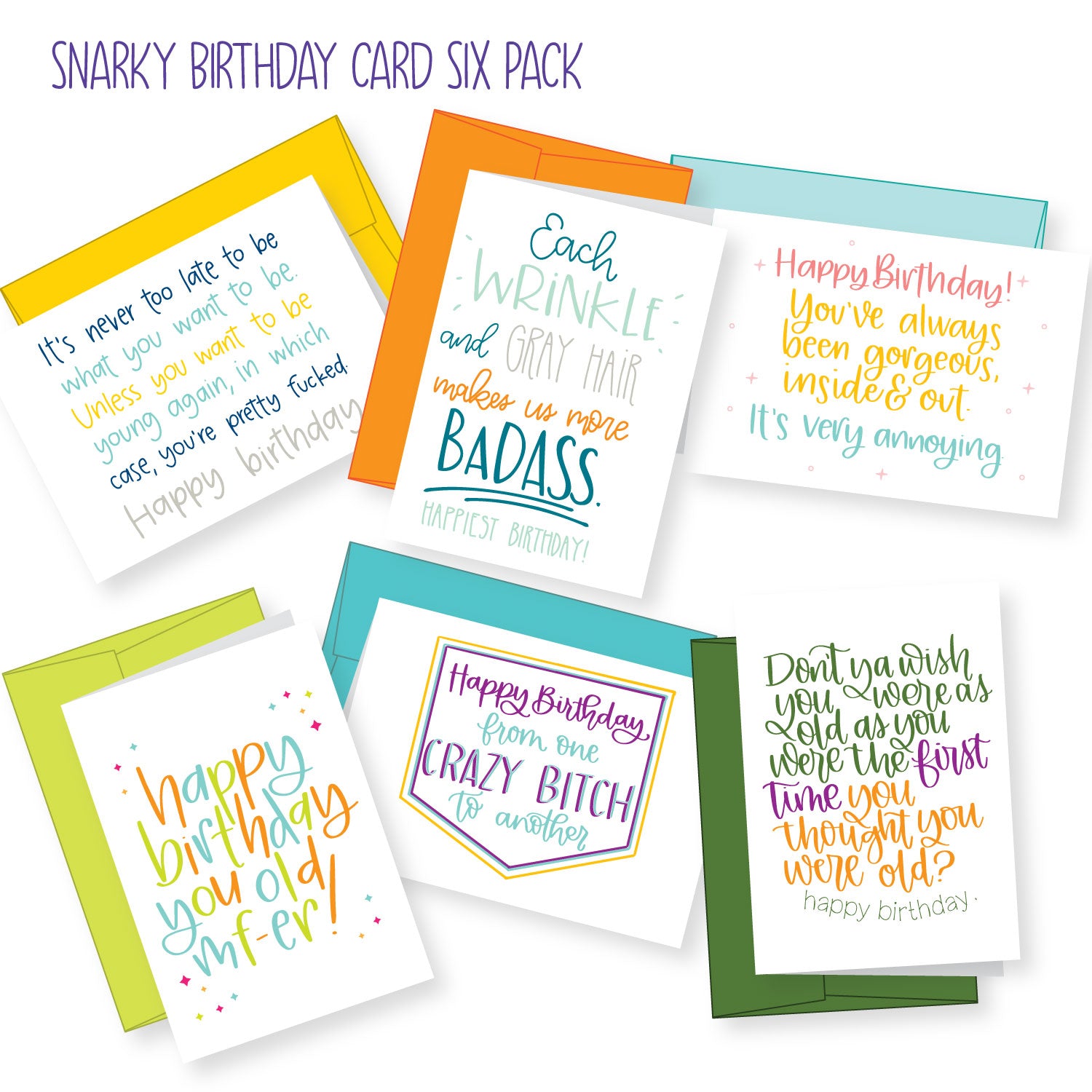 Snarky Birthday Card Bundle - Pack of 6