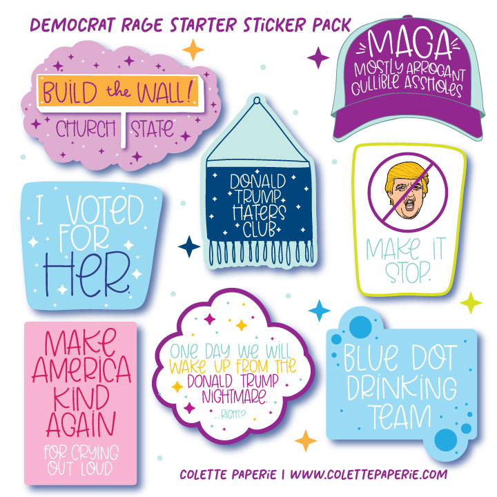 8 pack Democrat Rage Sticker Set - Anti Trump