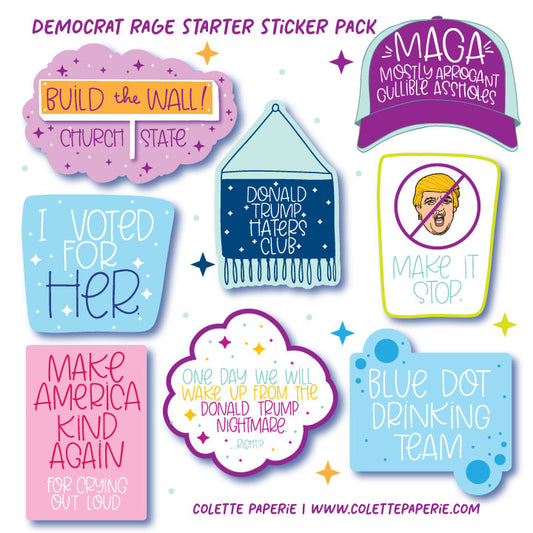 8 pack Democrat Rage Sticker Set - Anti Trump