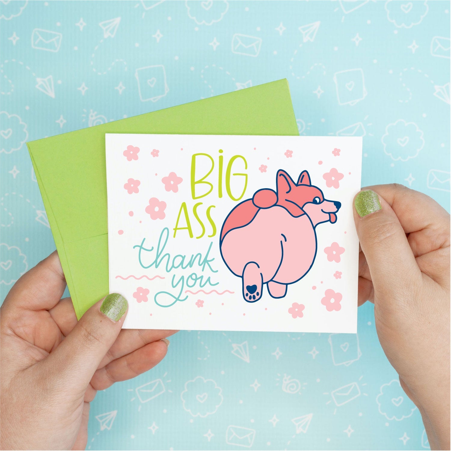 Big Ass Corgi Thank You Greeting Card