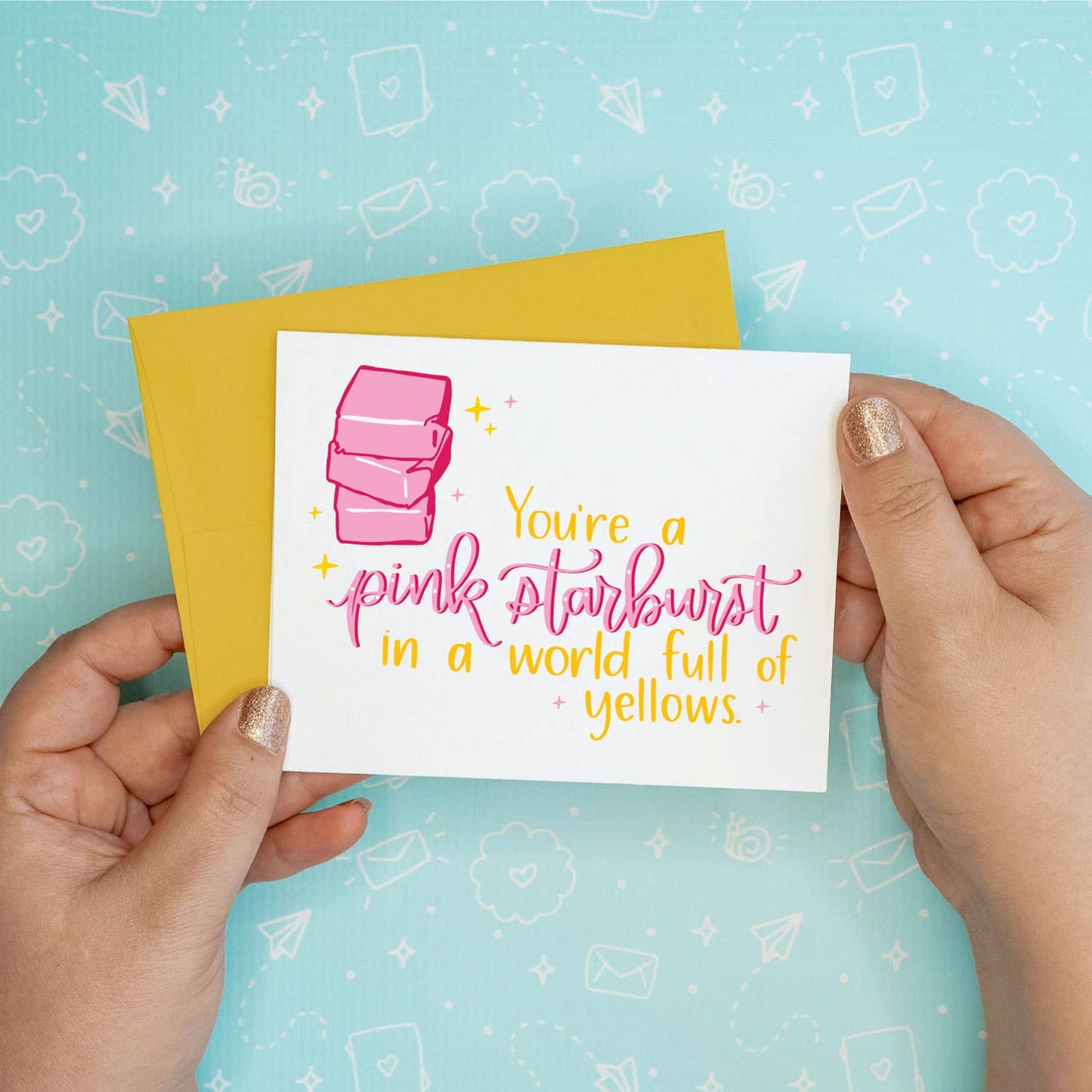 Pink Starburst Greeting Card